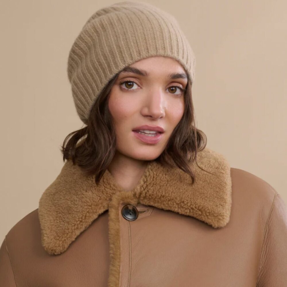 NWT Jenni Kayne Cashmere Beanie Caramel O/S